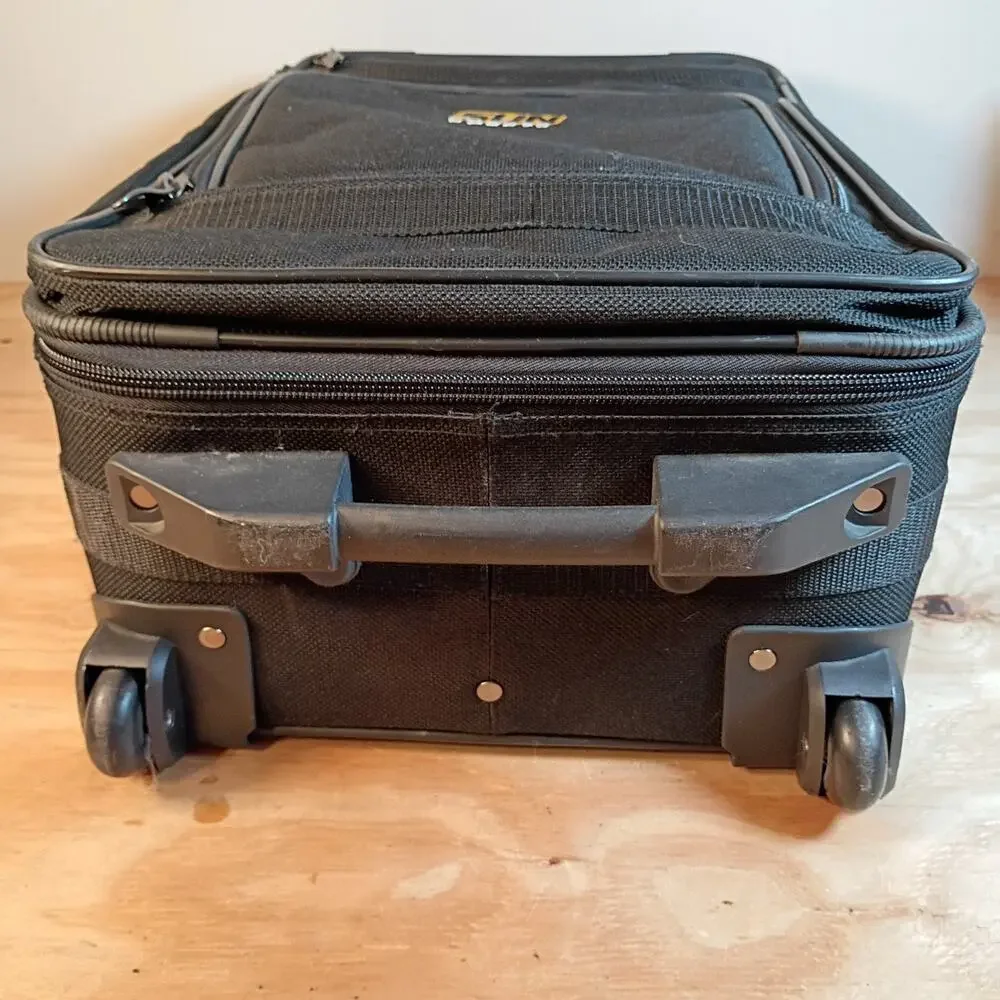 Vintage SUN Sports Black Softside Rolling Suitcase Luggage 2-Wheel Travel Bag